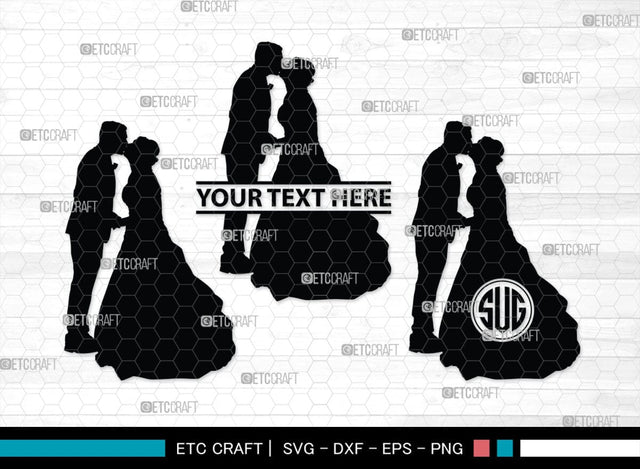 Couple Kissing Monogram, Couple Kissing Silhouette, Couple Kissing SVG, Wedding Couple Svg, Lovers Svg, Engagement Couple Svg, SB00345 SVG ETC Craft 