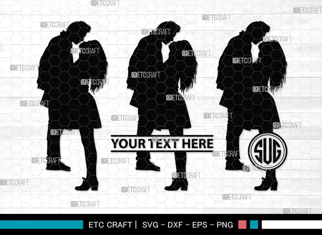Couple Kissing Monogram, Couple Kissing Silhouette, Couple Kissing SVG, Wedding Couple Svg, Lovers Svg, Engagement Couple Svg, SB00345 SVG ETC Craft 