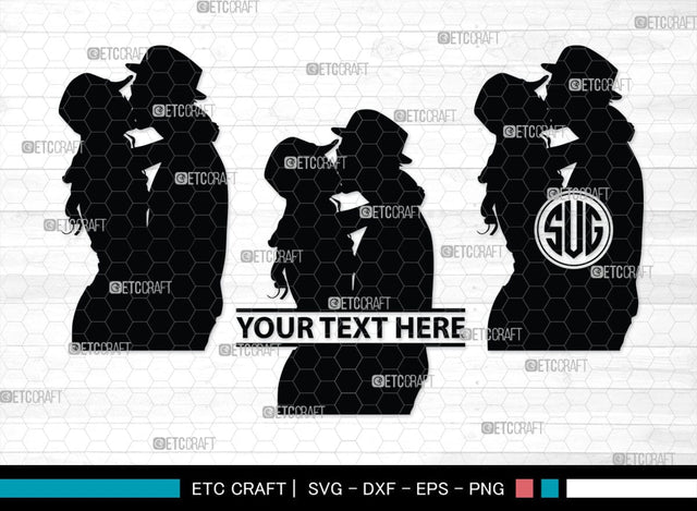 Couple Kissing Monogram, Couple Kissing Silhouette, Couple Kissing SVG, Wedding Couple Svg, Lovers Svg, Engagement Couple Svg, SB00345 SVG ETC Craft 