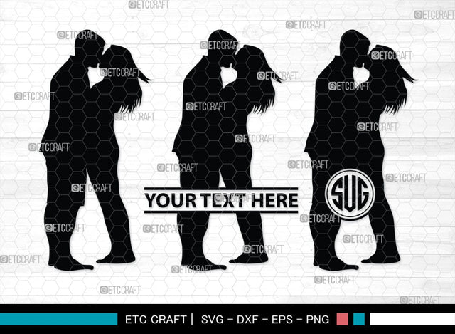 Couple Kissing Monogram, Couple Kissing Silhouette, Couple Kissing SVG, Wedding Couple Svg, Lovers Svg, Engagement Couple Svg, SB00345 SVG ETC Craft 