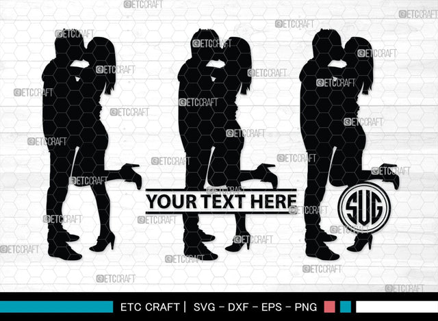 Couple Kissing Monogram, Couple Kissing Silhouette, Couple Kissing SVG, Wedding Couple Svg, Lovers Svg, Engagement Couple Svg, SB00345 SVG ETC Craft 