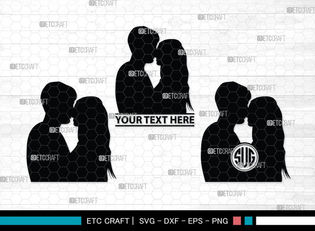Couple Kissing Monogram, Couple Kissing Silhouette, Couple Kissing SVG, Wedding Couple Svg, Lovers Svg, Engagement Couple Svg, SB00345 SVG ETC Craft 