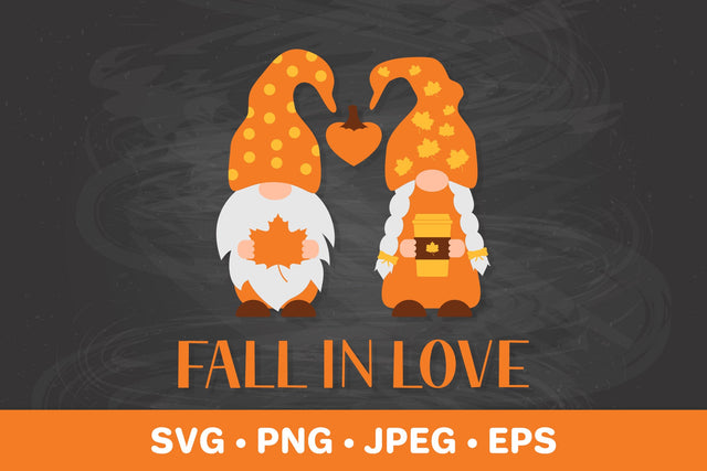 Couple of autumn gnomes SVG. Fall in love SVG LaBelezoka 