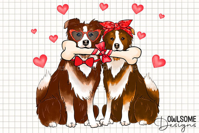 Couple Of Dogs In Love Valentine Day PNG Sublimation Owlsome.Designs 