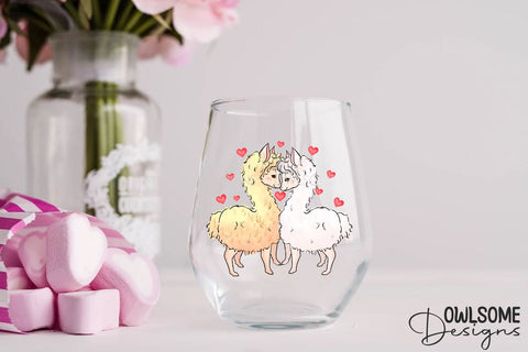 Couple Of Llamas In Love Valentine Day PNG Sublimation Owlsome.Designs 