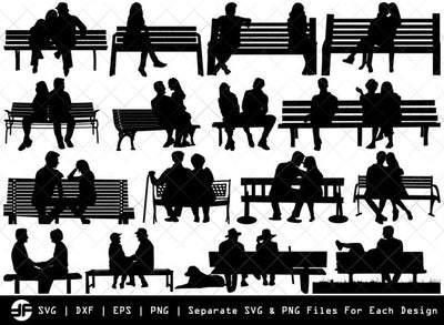 Couple On A Bench SVG | Silhouette Bundle | SVG Cut File SVG ETC Craft 