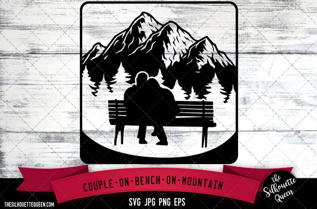Couple on bench on mountain SVG -Vector Art Commercial & Personal Use- Cricut,Silhouette,Cameo,Vinyl Cut SVG Loveleen Kaur 