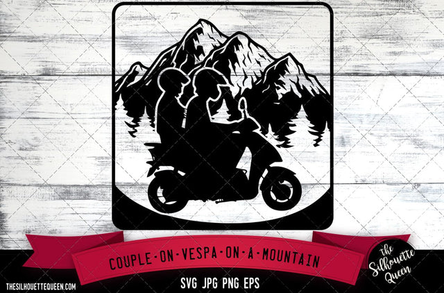 Couple on vespa on mountains SVG -Vector Art Commercial & Personal Use- Cricut,Silhouette,Cameo,Vinyl Cut SVG Loveleen Kaur 