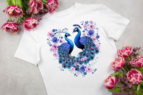 Couple Peacock Heart Sublimation Clipart Sublimation Regulrcrative 