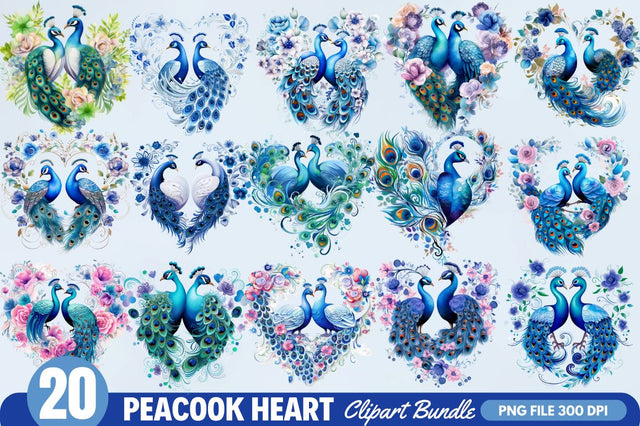 Couple Peacock Heart Sublimation Clipart Sublimation Regulrcrative 
