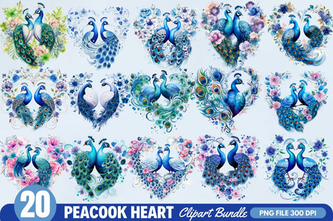 Couple Peacock Heart Sublimation Clipart Sublimation Regulrcrative 