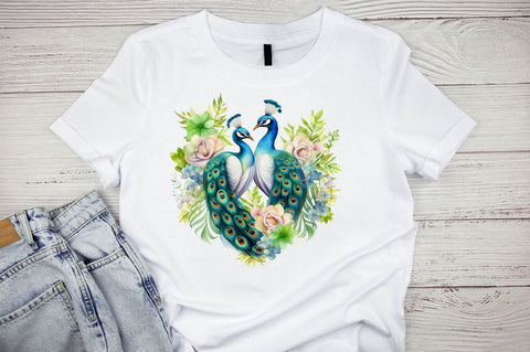 Couple Peacock Heart Sublimation Clipart Sublimation Regulrcrative 