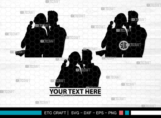 Couple Singing Monogram, Couple Singing Silhouette, Couple Singing SVG, Singing Svg, Couple Svg, SB00347 SVG ETC Craft 