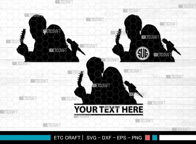 Couple Singing Monogram, Couple Singing Silhouette, Couple Singing SVG, Singing Svg, Couple Svg, SB00347 SVG ETC Craft 