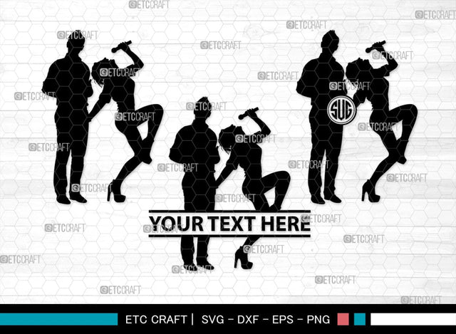 Couple Singing Monogram, Couple Singing Silhouette, Couple Singing SVG, Singing Svg, Couple Svg, SB00347 SVG ETC Craft 