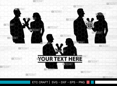 Couple Singing Monogram, Couple Singing Silhouette, Couple Singing SVG, Singing Svg, Couple Svg, SB00347 SVG ETC Craft 
