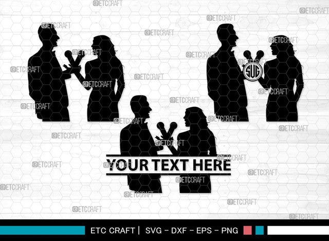 Couple Singing Monogram, Couple Singing Silhouette, Couple Singing SVG, Singing Svg, Couple Svg, SB00347 SVG ETC Craft 