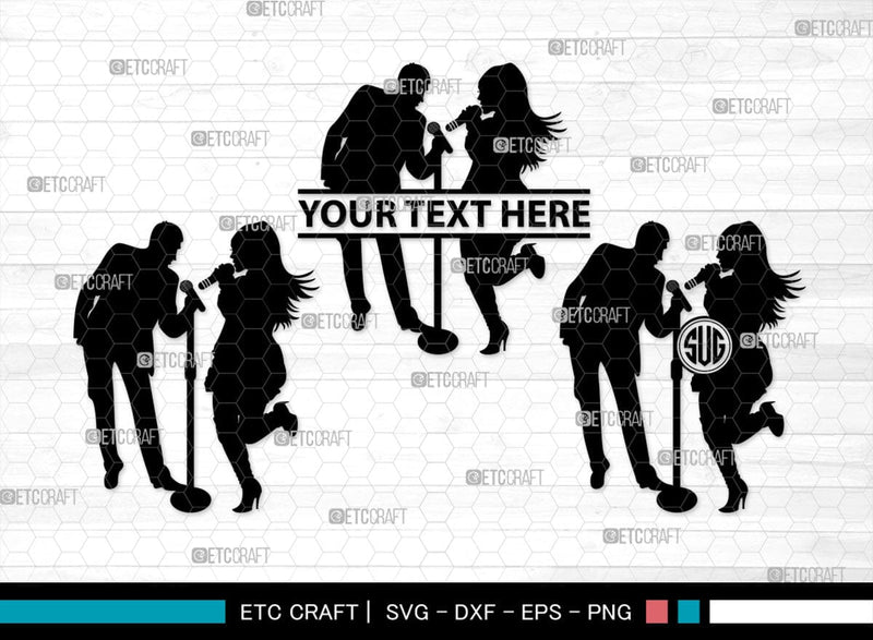 Couple Singing Monogram, Couple Singing Silhouette, Couple Singing SVG, Singing Svg, Couple Svg, SB00347 SVG ETC Craft 