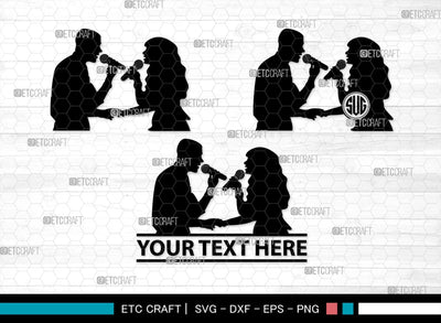Couple Singing Monogram, Couple Singing Silhouette, Couple Singing SVG, Singing Svg, Couple Svg, SB00347 SVG ETC Craft 