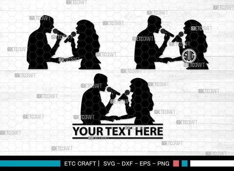 Couple Singing Monogram, Couple Singing Silhouette, Couple Singing SVG, Singing Svg, Couple Svg, SB00347 SVG ETC Craft 