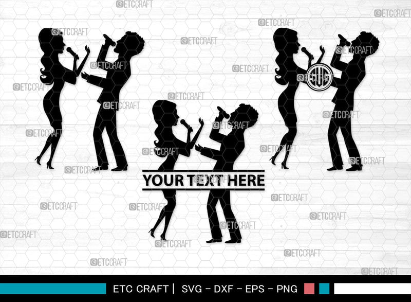 Couple Singing Monogram, Couple Singing Silhouette, Couple Singing SVG, Singing Svg, Couple Svg, SB00347 SVG ETC Craft 