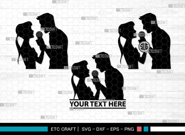 Couple Singing Monogram, Couple Singing Silhouette, Couple Singing SVG, Singing Svg, Couple Svg, SB00347 SVG ETC Craft 