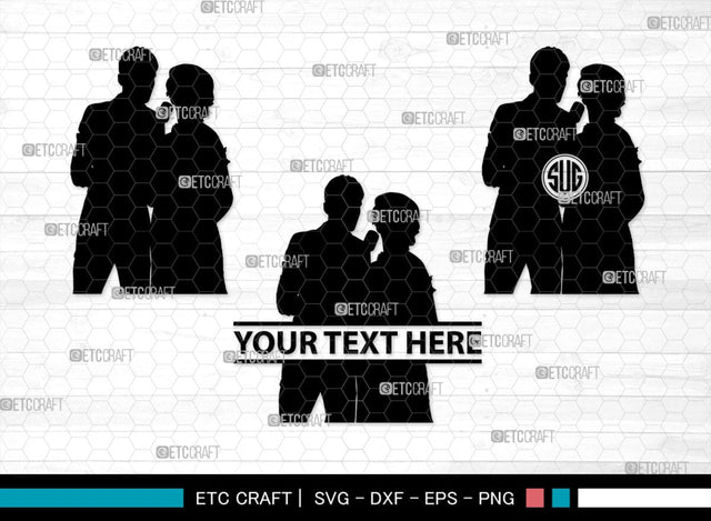 Couple Singing Monogram, Couple Singing Silhouette, Couple Singing SVG, Singing Svg, Couple Svg, SB00347 SVG ETC Craft 