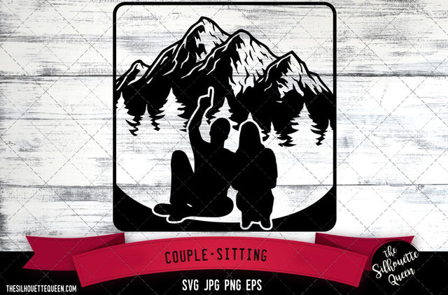 Couple sitting on mountains SVG -Vector Art Commercial & Personal Use- Cricut,Silhouette,Cameo,Vinyl Cut SVG Loveleen Kaur 