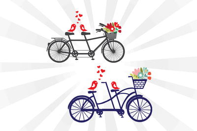 Couple Tandem Bike With Flower Vector SVG Johan Ru designs 