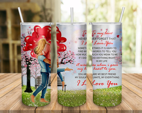 Couple Tumbler, To My Love Quote Tumbler, Sweet Heart Valentines to My Love Flower Glitter PNG Sublimation Designs, Valentines Quote Tumbler Png Digital Download Sublimation BOO-design 
