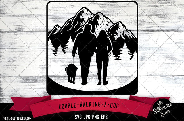 Couple walking a dog SVG -Vector Art Commercial & Personal Use- Cricut,Silhouette,Cameo,Vinyl Cut SVG Loveleen Kaur 