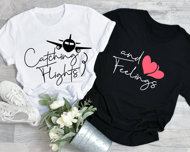 Couples Catching Flights & Feelings svg | Couples Travel Shirts | Couples Matching Vacation Tee | Honeymoon | Anniversary svg , dxf, png SVG Fauz 