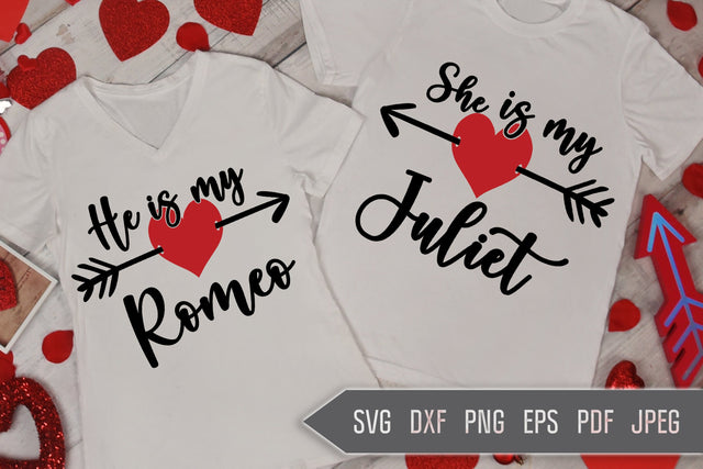 Couples Shirts Svg. Valentine's Day Matching Couples Svg. He Is My Romeo She Is My Juliet Svg. Romeo and Juliet Wedding Dxf, Eps, Png SVG Mint And Beer Creations 