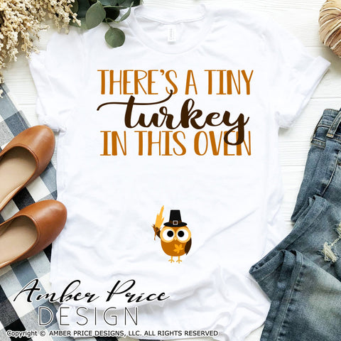 Couple's Thanksgiving Pregnancy Reveal SVG PNG DXF | Turkey in the oven, I put the turkey in her oven SVG | Fall Maternity SVG for him & her SVG Amber Price Design 