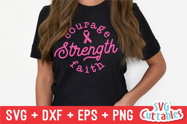 Courage Strength Faith svg - Breast Cancer - svg - dxf - eps - png - Cancer Awareness - Silhouette - Cricut - Digital Download SVG Svg Cuttables 