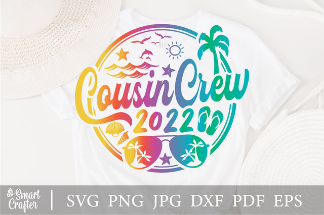 Cousin Crew svg, Summer Beach svg, palm trees svg, Beach sunglasses beach print decal iron on cut file Cricut Silhouette Download vector SVG png eps dxf SVG Fauz 