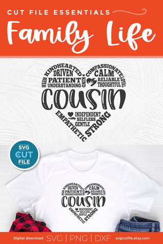 Cousin svg subway art heart SVG SVG Cut File 