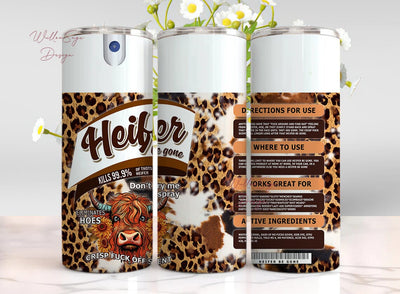 Cow 20 Oz Skinny Tumbler Sublimation, Heifer Cow Design Instant Digital Download Leopard Tumbler Wrap Heifer Be Gone Tumbler Sublimation WillowSageDesign 