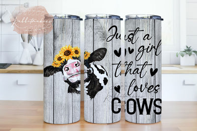 Cow 20 oz Tumbler Wrap - Sunflowers Cowhide - Tumbler Sublimation Design, Cute Cow Tumbler-Coffee Lover Tumbler-Cow Lover Tumbler-Cow Gift for Her Sublimation Rabbitmakies 