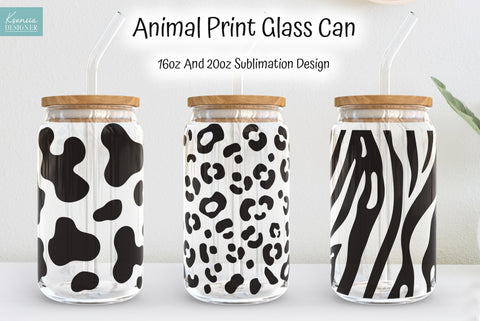 Cow And Leopard And Zebra Beer Glass Can Wrap Sublimation Sublimation Kseniia designer 