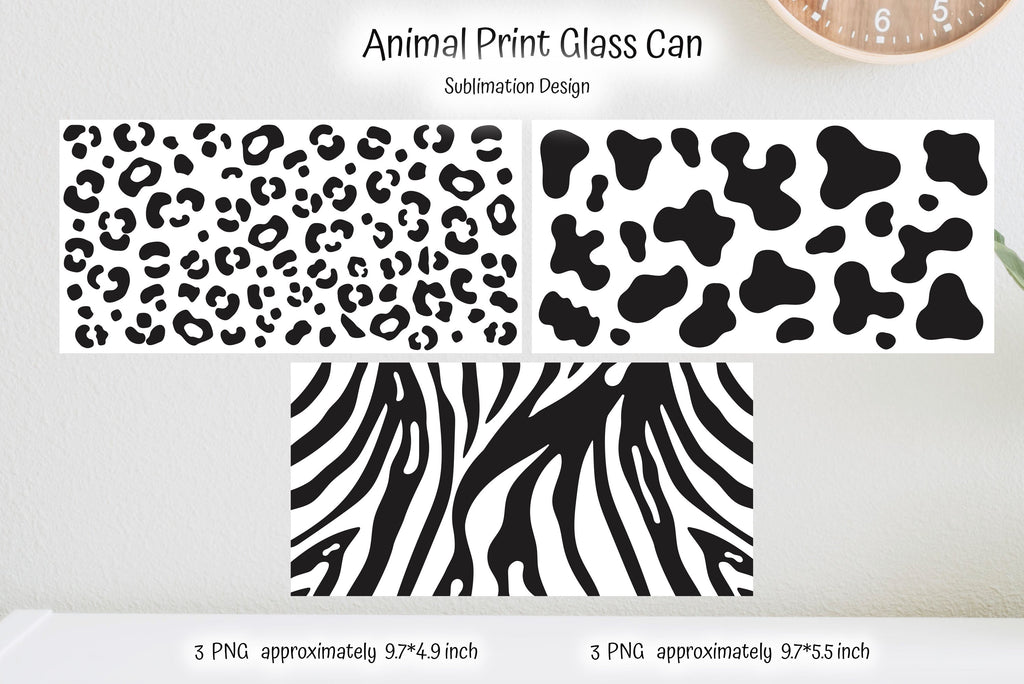 Cow And Leopard And Zebra Beer Glass Can Wrap Sublimation - So Fontsy