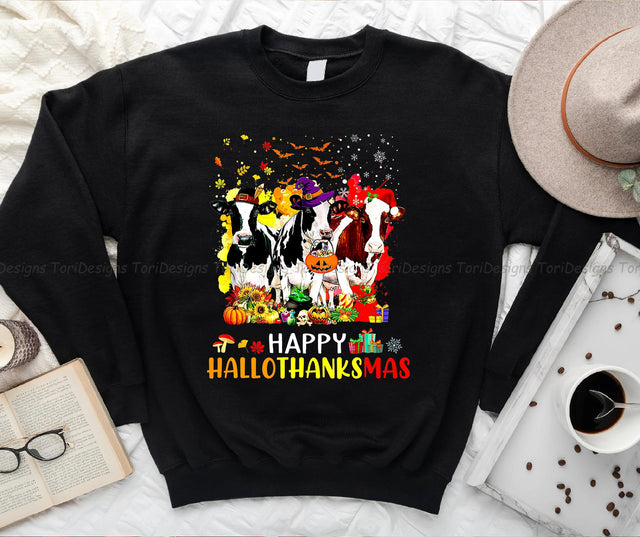 Cow And Merry Christmas PNG Sublimation Design Sublimation ToriDesigns 