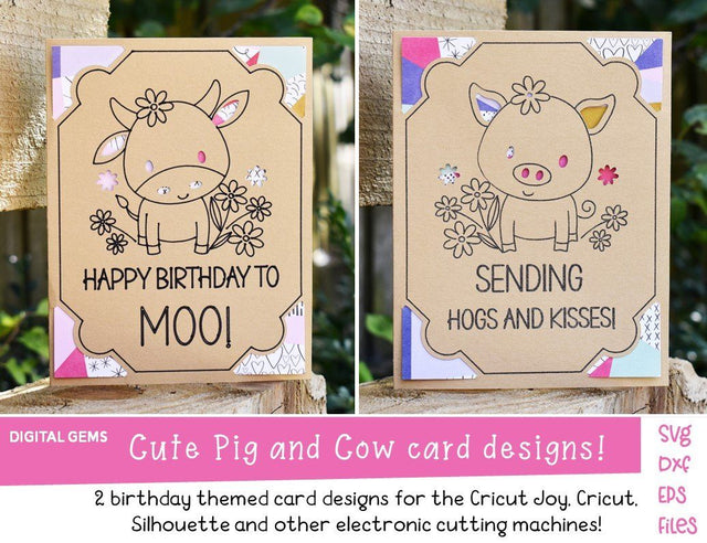 Cow and Pig card designs! SVG Digital Gems 