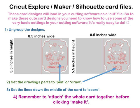 Cow and Pig card designs! SVG Digital Gems 