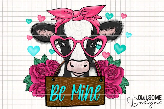 Cow Be Mine Valentine PNG Sublimation Sublimation Owlsome.Designs 