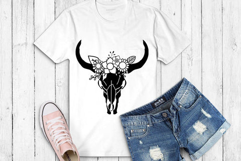 Cow Boho Skull With Flowers SVG Sintegra 