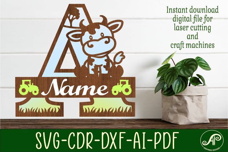 Cow capital monogram letter A SVG cut file SVG APInspireddesigns 