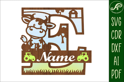 Cow capital monogram letter E SVG cut file SVG APInspireddesigns 