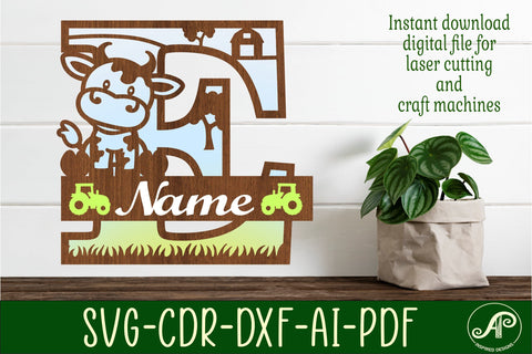 Cow capital monogram letter E SVG cut file SVG APInspireddesigns 