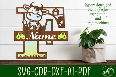Cow capital monogram letter F SVG cut file SVG APInspireddesigns 